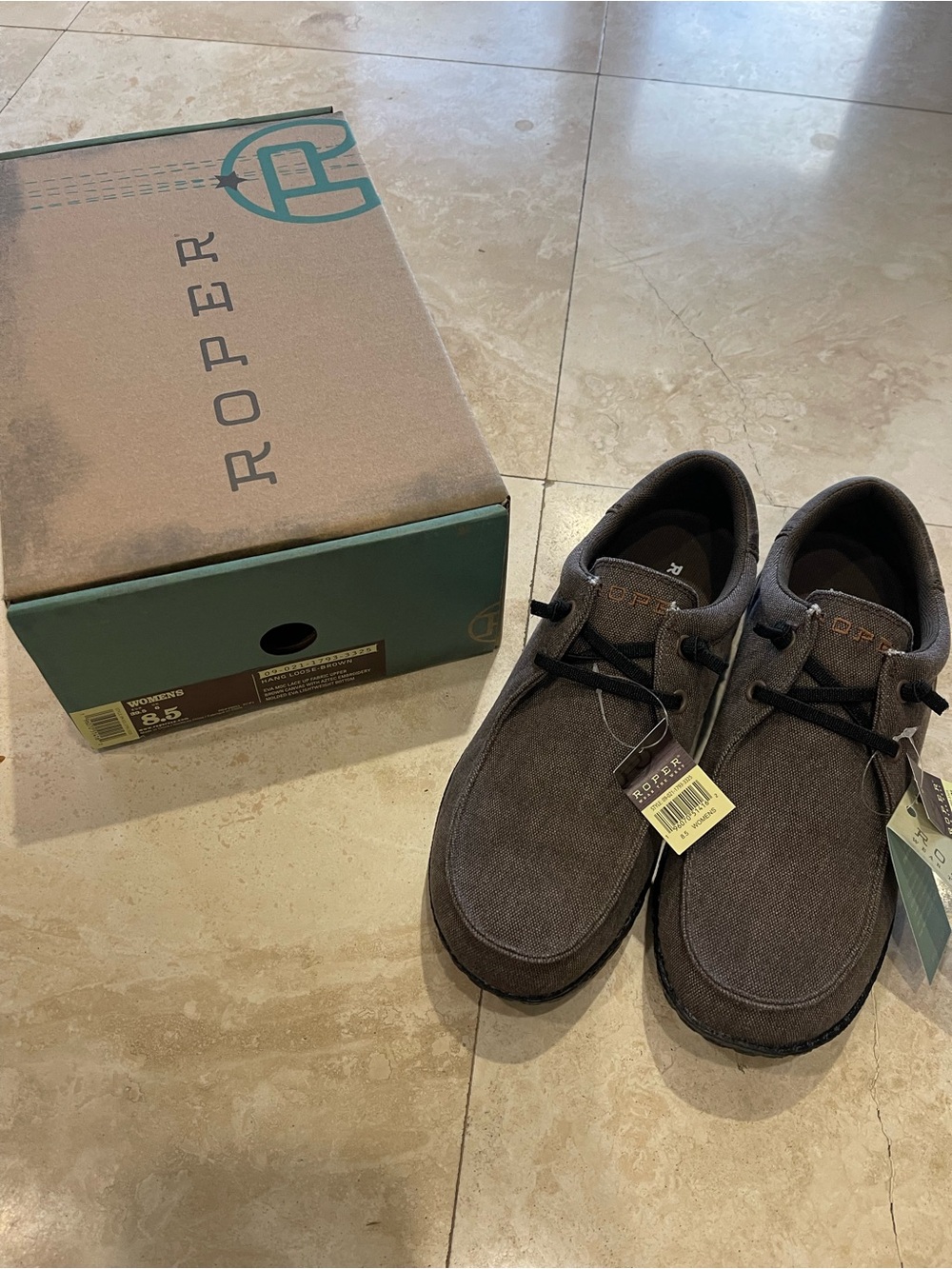 Roper New Women’s Hang Loose Brown  Canvas Slip-On Loafers